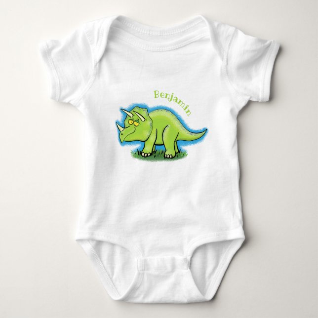 Body Para Bebê Um desenho animado de triceratops dinossauros, ver (Frente)