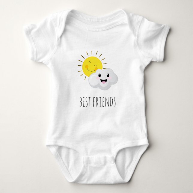 Body Para Bebê Um desenho animado sobre o sol e a nuvem (Frente)