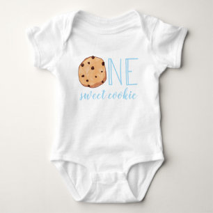 Body Para Bebê Um doce Cookie azul de primeiro aniversário Bebê B