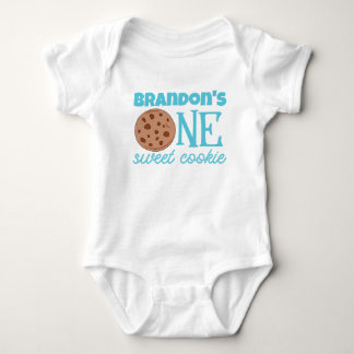 Body Para Bebê Um doce Cookie Azul Primeiro Aniversário