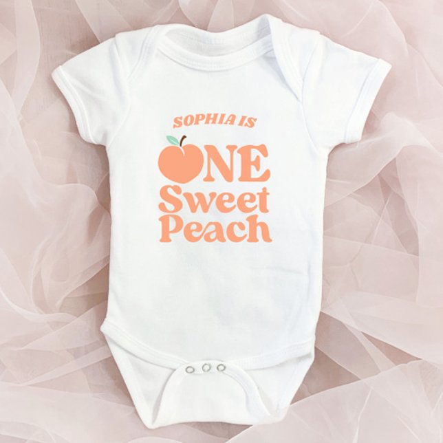 Body Para Bebê Um Doce Peach Orange Primeiro Partido primeiro ani (Criador carregado)