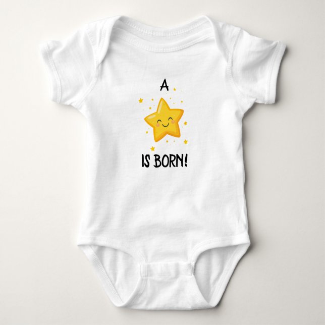 Body Para Bebê Um Estrela Nasce, Presente de Bebê Unisex Fofo,   (Frente)