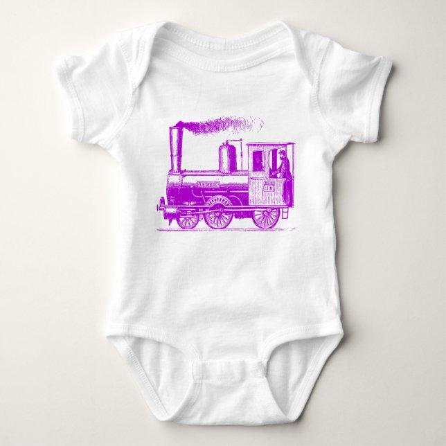 Body Para Bebê Um homem e seu trem - Roxo (Frente)