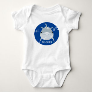 Body Para Bebê Um lindo desenho animado de golfinho kawaii