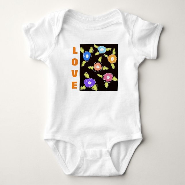 Body Para Bebê Um macacão florido para meninas bebês (Frente)
