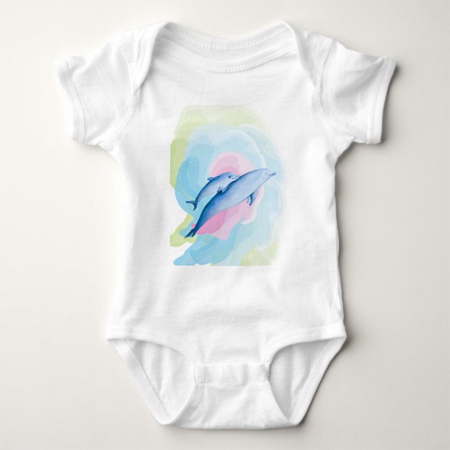 Body Para Bebê Um mar incrível com golfinhos (Frente)