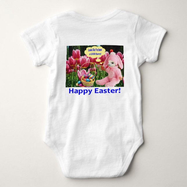 Body Para Bebê um pedaço. Felz pascoa alpaca/coelho (Verso)