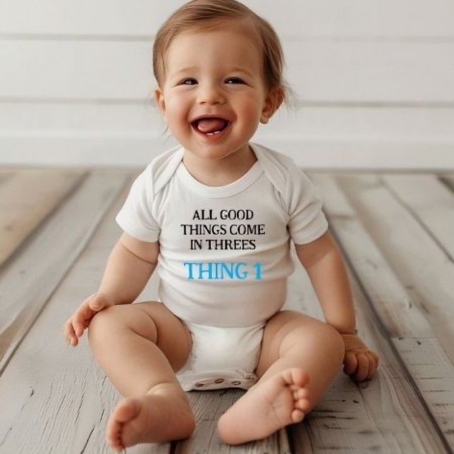 Body Para Bebê um pedaço para trigêmeos, ideia de presentes trigê (Thing 1-2-3 Bodysuit for Triplets)