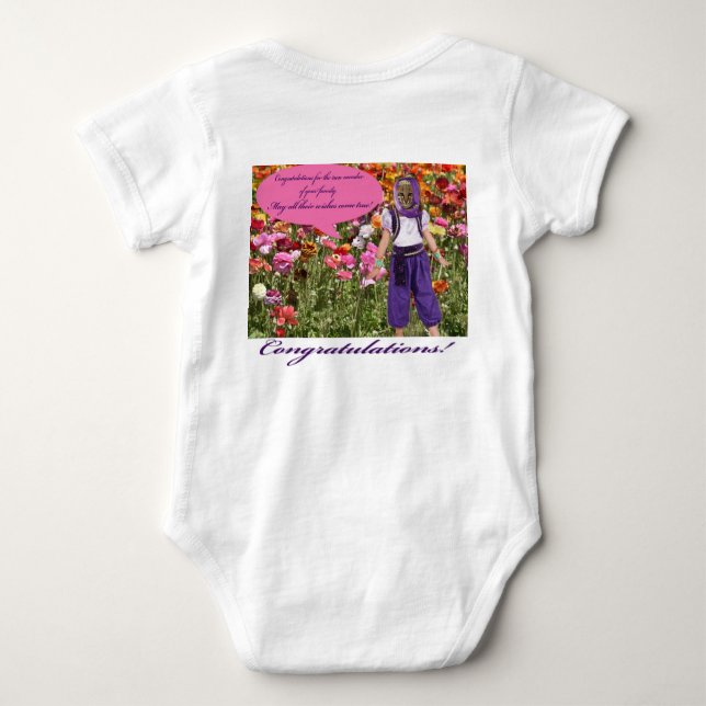 Body Para Bebê um pedaço. Parabéns. ocelot/gênio (Verso)