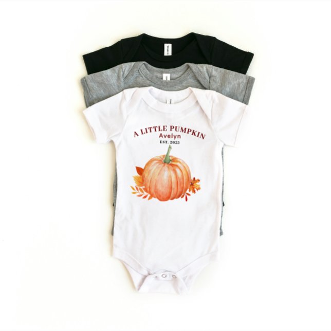 Body Para Bebê Um pequeno nome personalizado de abóbora e outono  (a little pumpkin custom name baby gifts ideas baby shower mother to be fall theme newborn)