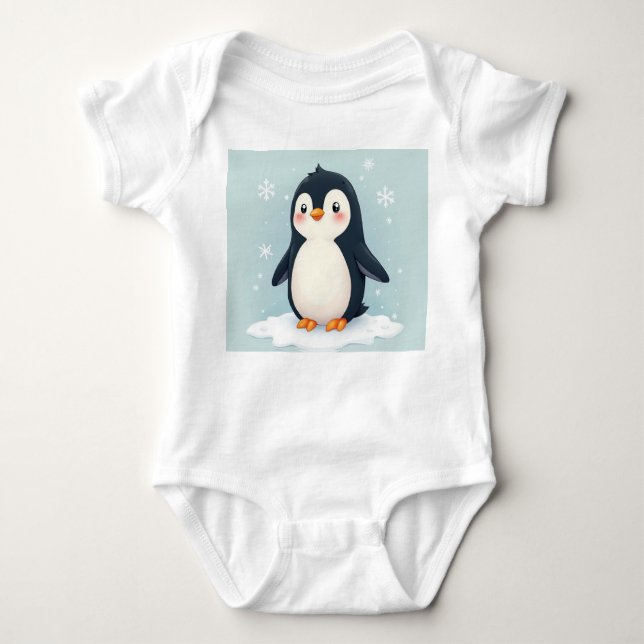 Body Para Bebê um pinguim bonito Bebê Bodyfato (Frente)