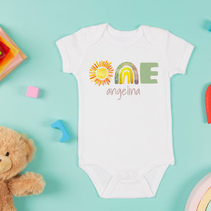 Body Para Bebê UM Primeiro Aniversário Bebê Boho Arco Arco-Íris N