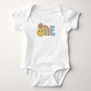 Body Para Bebê UM - Smiley face e saída do primeiro aniversario R