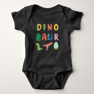 Body Para Bebê Um único dinossauro engraçado e engraçado preto