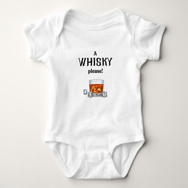 Body Para Bebê Um Whisky| Uísque, por favor (Frente)