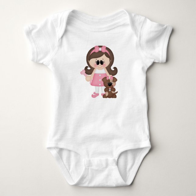 Body Para Bebê Uma menina e seu cachorro. (Frente)
