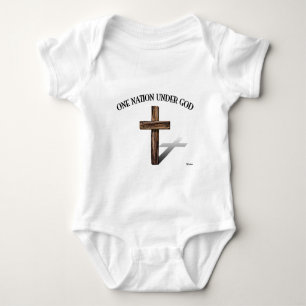 Body Para Bebê Uma Nação Sob Deus com cruz robusta