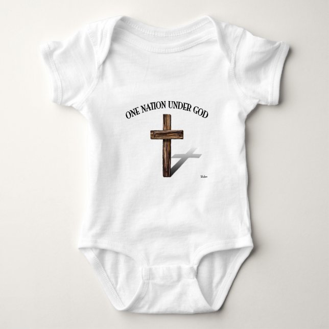 Body Para Bebê Uma Nação Sob Deus com cruz robusta (Frente)