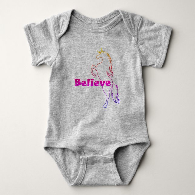 Body Para Bebê Unicorn Creve Design - Bebê Jersey Bodycase (Frente)
