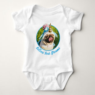 Body Para Bebê Unicorn Pug