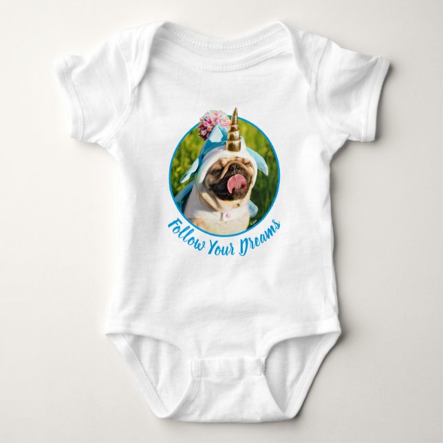 Body Para Bebê Unicorn Pug (Frente)