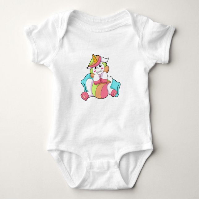 Body Para Bebê Unicorn Shy com Travesseiro (Frente)