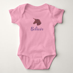 Body Para Bebê Unicorn Sprinkle Impressão cor-de-rosa Bebê