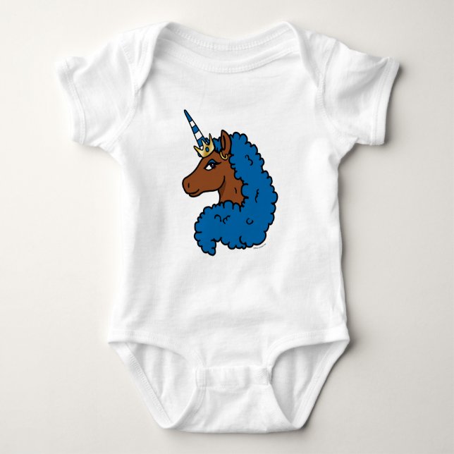 Body Para Bebê Unicórnio Afro Azul (Frente)
