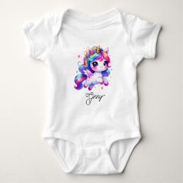 Body Para Bebê Unicórnio Arco-Íris Voador