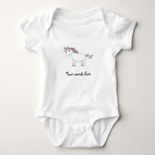 Body Para Bebê Unicórnio branco bonito do arco-íris