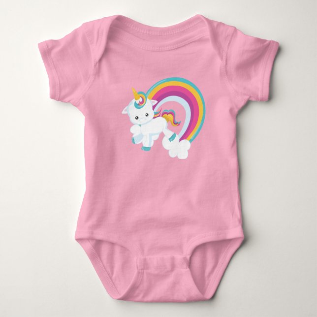 Body Para Bebê Unicórnio com arco-íris (Frente)