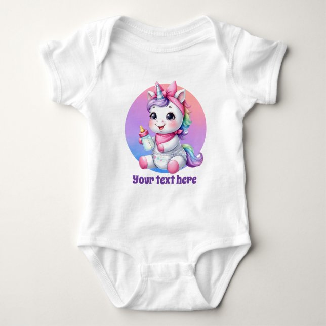 Body Para Bebê unicórnio de meninas personalizáveis de animais li (Frente)