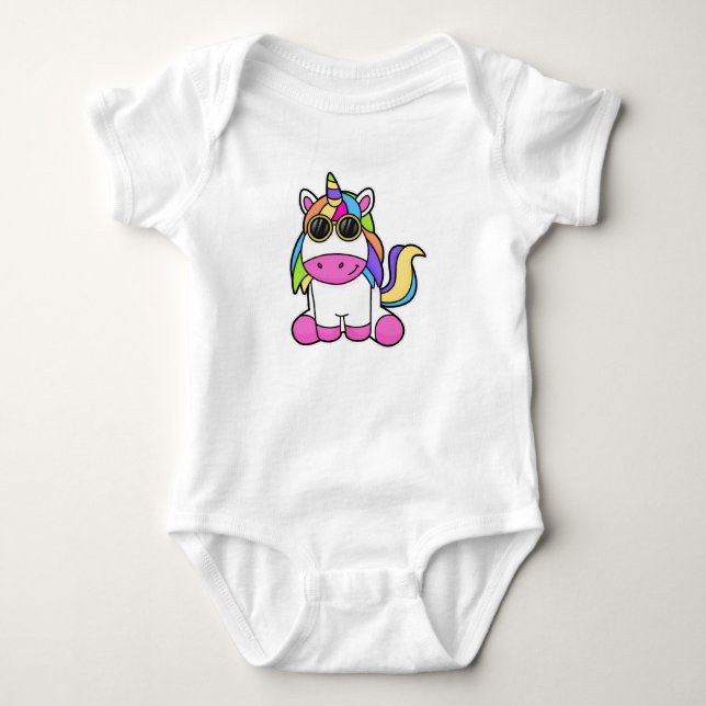 Body Para Bebê Unicórnio de Óculos de Sol (Frente)
