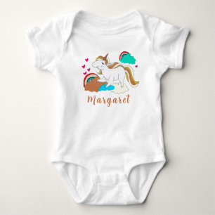 Body Para Bebê Unicórnio E Arco-íris Nome Personalizado Fofo