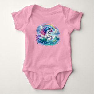 Body Para Bebê Unicórnio Fantasia com Arco-íris