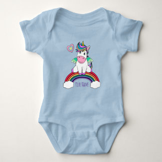 Body Para Bebê Unicórnio Personalizado Sentado Num Arco-Íris