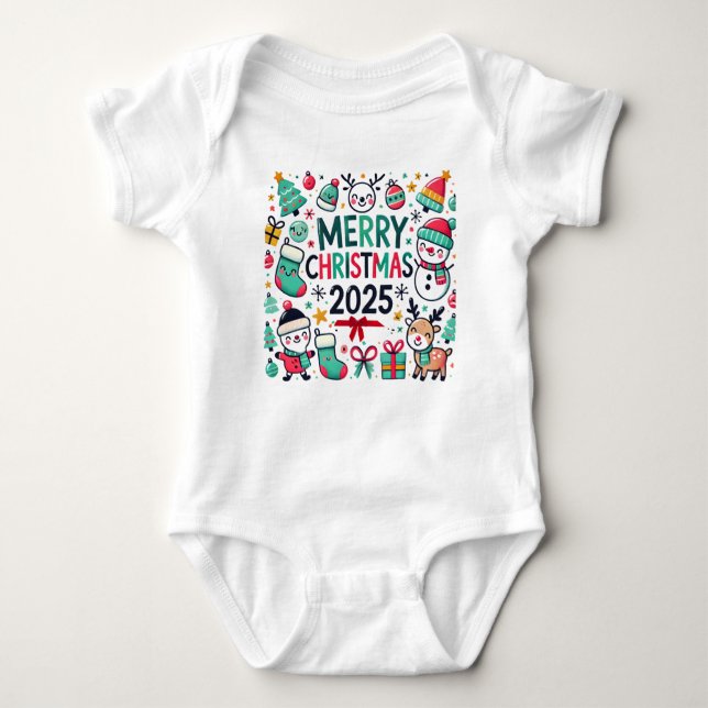Body Para Bebê "Unisex Adorável Bebê de Natal" (Frente)