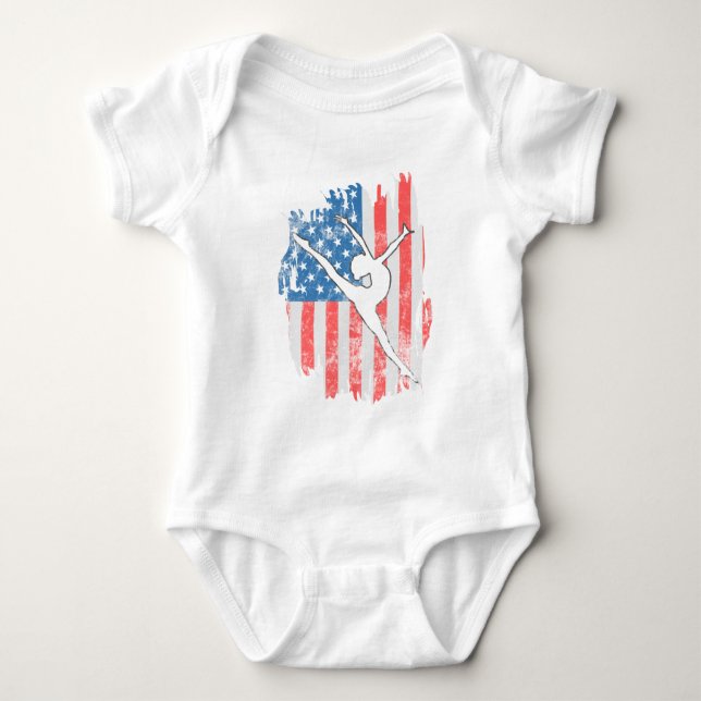 Body Para Bebê United USA Gymnastics desapontou American Flag Tea (Frente)