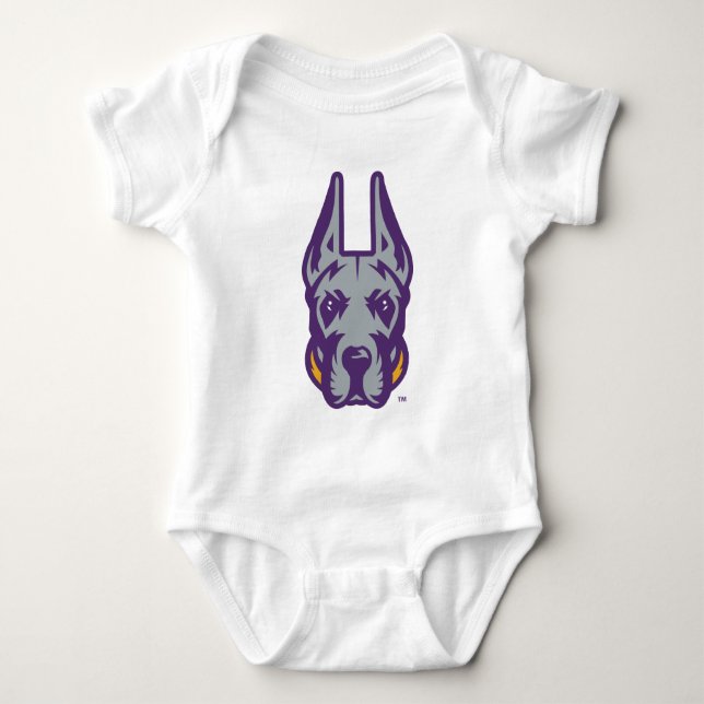 Body Para Bebê Universidade de Albany Great Dane Mascot Head (Frente)