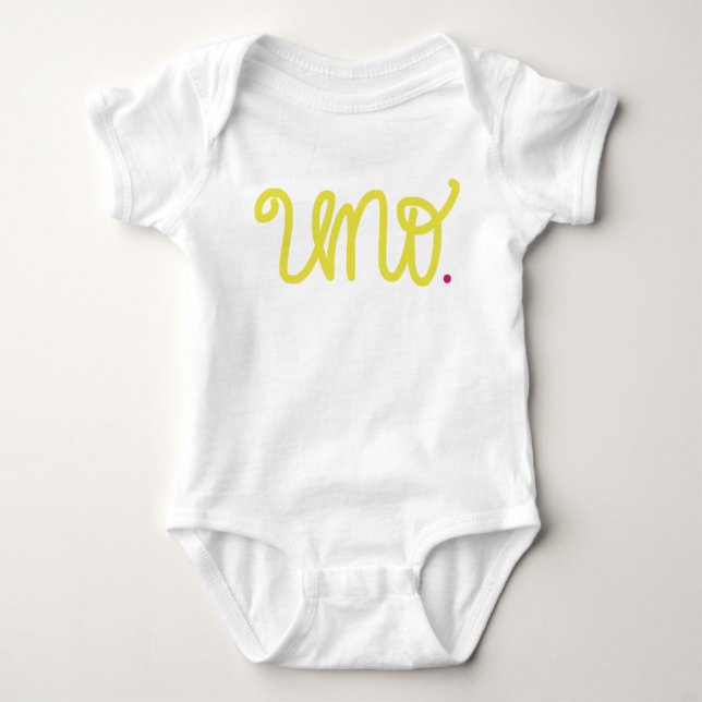 Body Para Bebê Uno, 1º aniversário onsie (Frente)