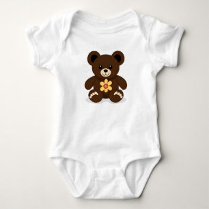 Body Para Bebê Ursa de pelúcia marrom fofa desenho animado