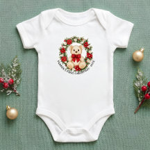 Ursa Teddy Fofa Coroa Floral Primeiro Natal do Beb