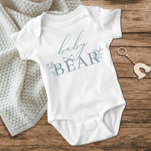 Body Para Bebê Ursinho Azul Floral Vintage Atemporal
