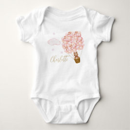 Body Para Bebê Ursinho Balões Rosa Letra Dourada