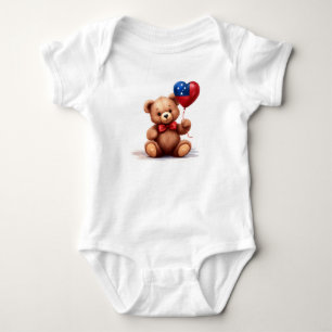 Body Para Bebê ursinho de peluche e balão com a bandeira de Samoa
