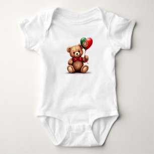Body Para Bebê ursinho de peluche e balão com a bandeira portugue