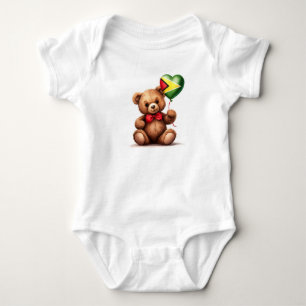 Body Para Bebê ursinho de pelúcia e balão com a bandeira da Guian