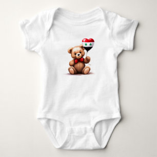 Body Para Bebê ursinho de pelúcia e balão com a bandeira síria.