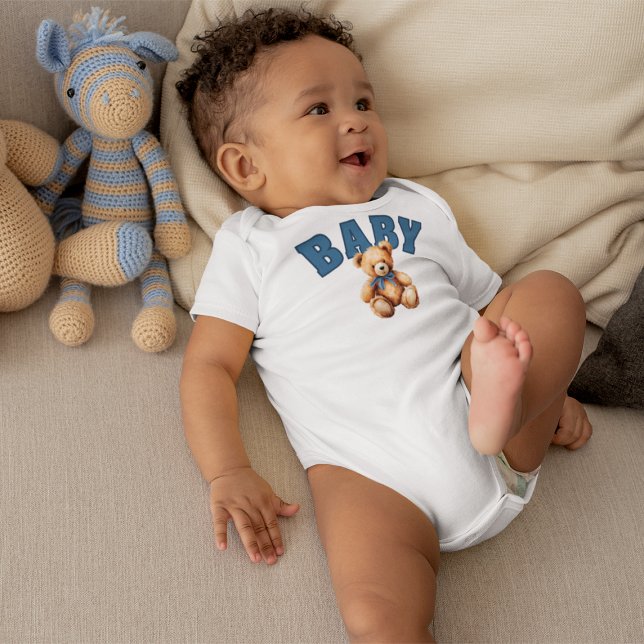 Body Para Bebê Ursinho de pelúcia preppy de universidade para beb (Preppy Varsity Teddy Bear Baby Bodysuit)