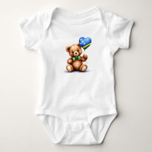 Body Para Bebê ursinho e balão com bandeira das Ilhas Salomão